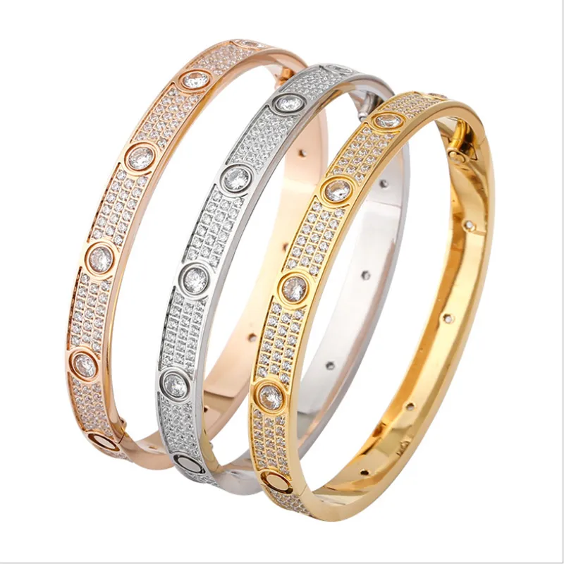 Bedelarmband voor vrouwen mannen houden van bangle zilver rose goud titanium staal fashion designer sieraden schroef schroevendraaier diamanten armbanden armbanden met stofzak