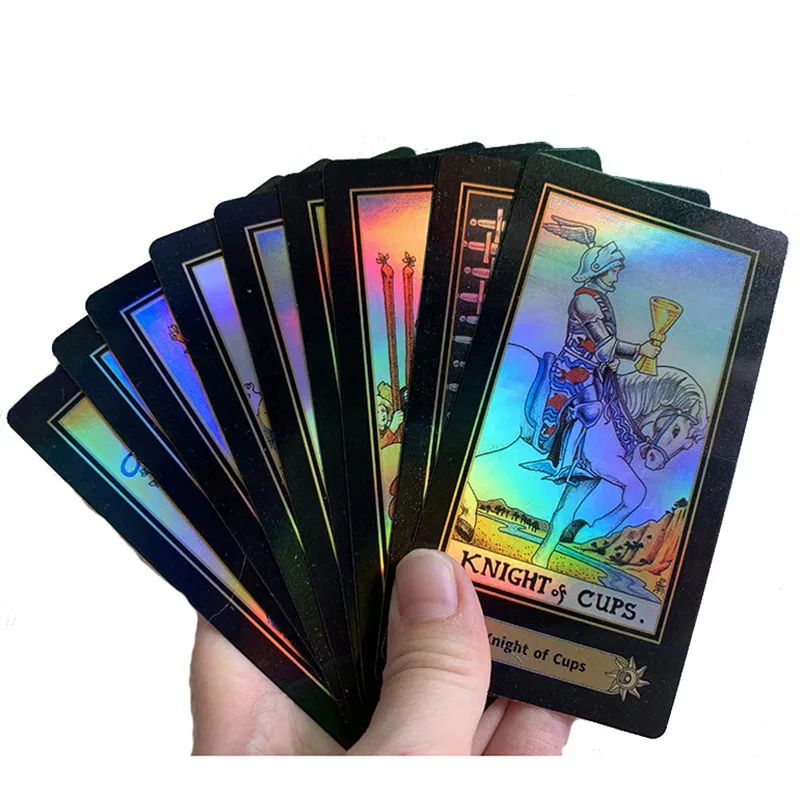 Volle englische holographische Tarotkarten Spielepapier 78 Stück Glanzkarten für Astrologe