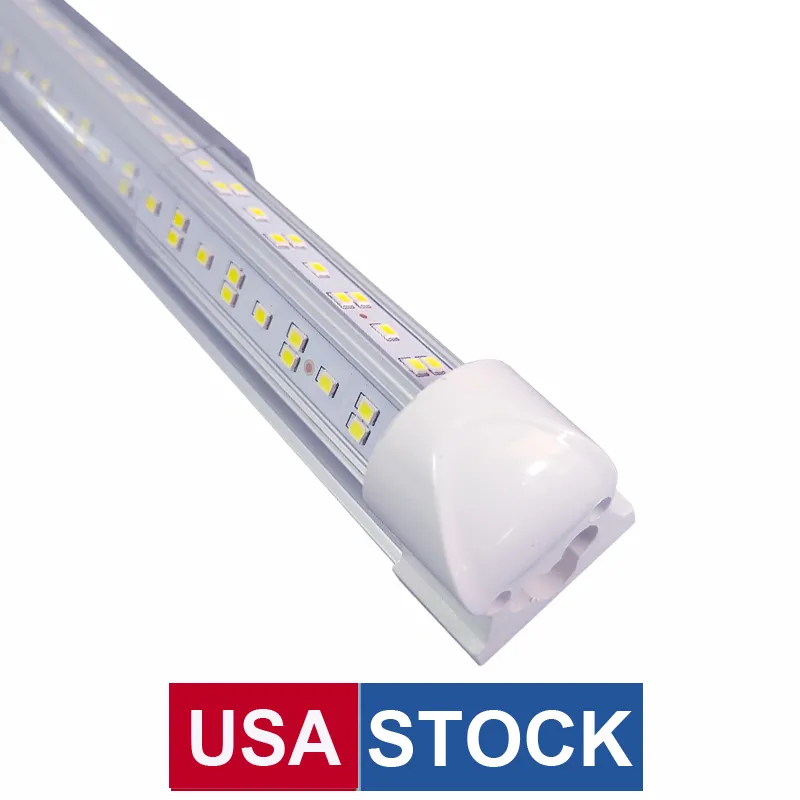 AC85-265V 25PCS LEDs Tube Light, 8FT 100W, Double Side V Shape Integrated Bulb Lamp, Works without T8 Ballast, Plug and Play,Clear Lens Cover, 6000k