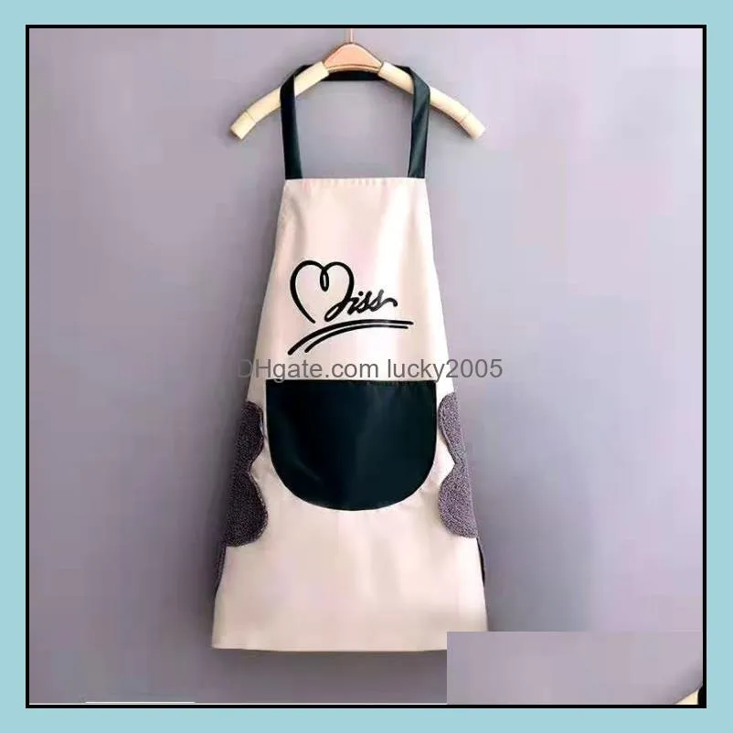 Hand-wiping apron waterproof and oil-proof fabric kitchen aprons kitchens clothing cooking waist clothes home daily products