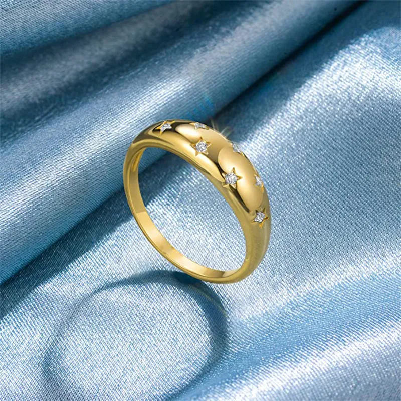 Classic Gold Color Vintage Zircon Star Design Ring Knuckle Finger Midi Ringar för Kvinnor Bröllopsfest födelsedaggåvor