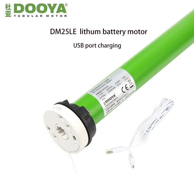 Moteur de store d'origine de contrôle à domicile intelligent Dooya DM25LE stores motorisés tubulaires à batterie au Lithium intégrée pour rideau d'ombrage
