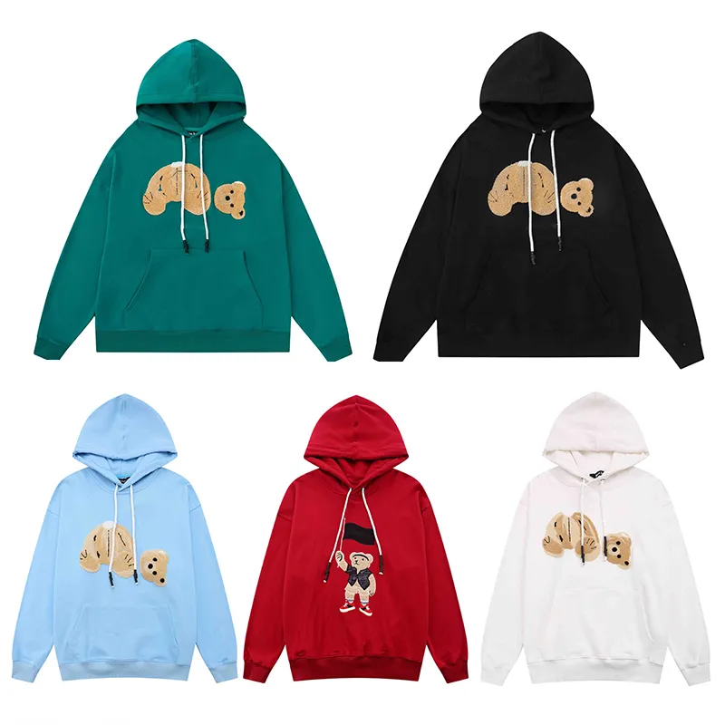 2022 Varm Hoodie Brown Bear Mens Kvinnor Designers Hoodies Kläder Gul Lila Blå Grön Vit Svart Grå Röd Långärmad Pullover Palms Kläder Hooded Sweatshirt