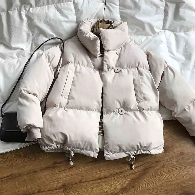 Crriflz Autumn Hiver Collection des femmes solides Veste en bas de la veste épaissante chaude collier de support blanc canard basse parka vestes pour femmes manteaux 210819