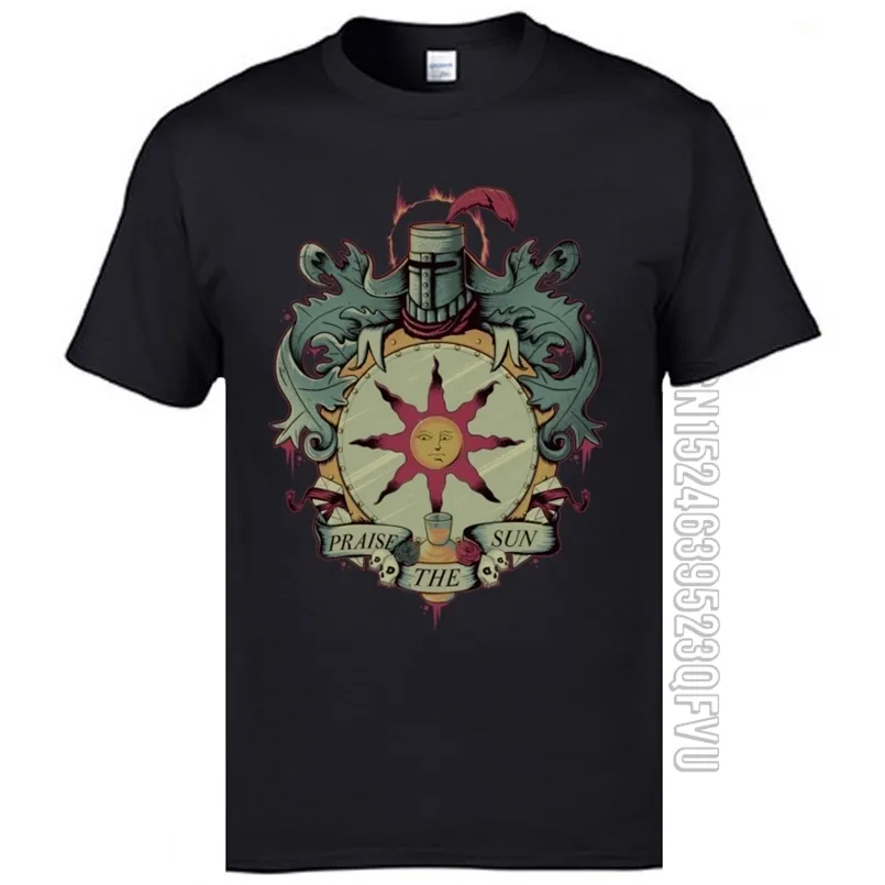 Arrivée hommes hauts ees Dark Souls chemises normales 100% coton tissu à manches courtes Camisa chemise col rond Vintage jeu 210707