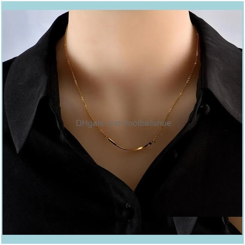Colorfast Stainless Steel Necklace Fashionable Charm Curved Simple Pendant Clavicle Chain Give Women Jewelry Gifts Chains