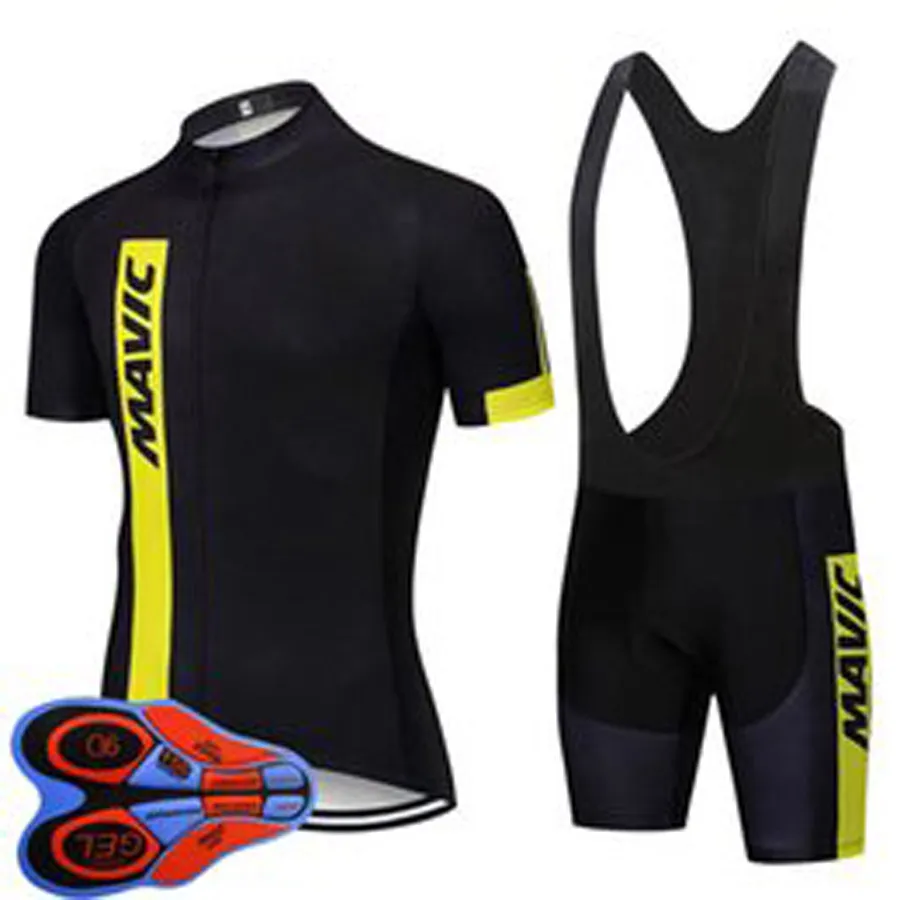 Mavic Team Bike Fietsen Korte Mouw Jersey Bib Shorts Set 2021 Zomer Sneldrogende Mens MTB Fiets Uniform Road Racing Kits Outdoor Sportwear S21042933