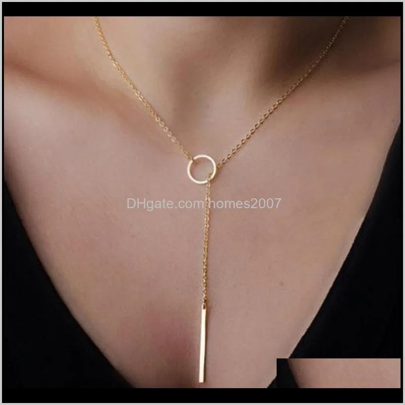 & Pendants Jewelryhollow Fashion Star Moon Necklace Long Pendant Crystal Simple Gold Metal Round Coin Necklaces Women Jewelry Drop Delivery 2