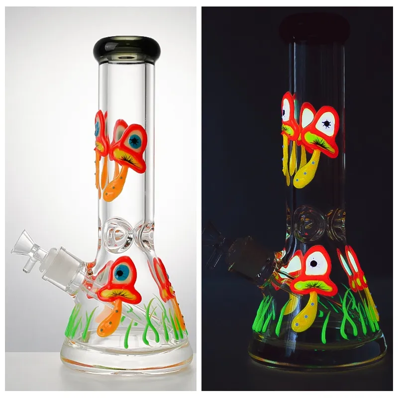 Светящиеся в темных кальянах STAY TUBE Beaker Bongs Грибные стеклянные водные трубы 18 мм толщиной нефтяной маслом Установки с рассеивателями