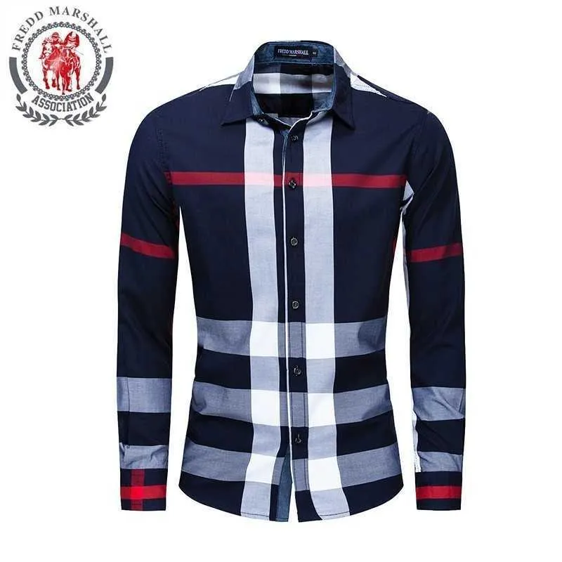 Mens Slim Fit Casual Plaid Checked Shirts For Men Long Sleeve 100