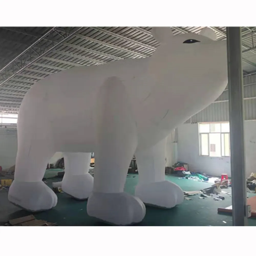 Outdoor large inflatable white polar bear cartoons bears animal model replica advertising product with blower for Christmas decoration