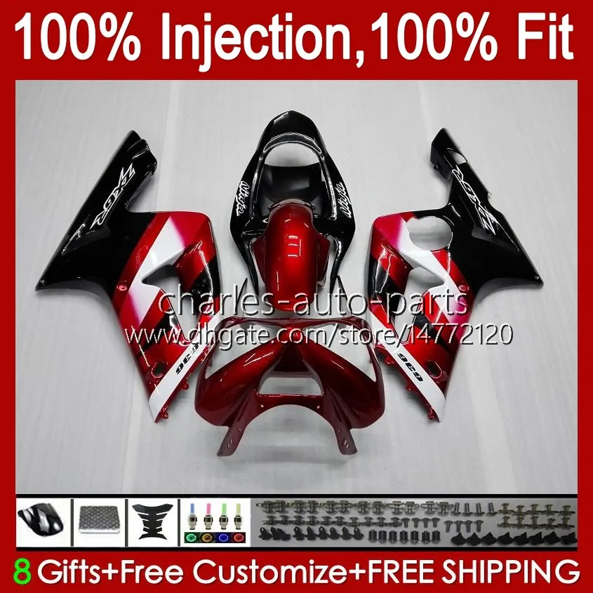 Injection Mold Kit For KAWASAKI NINJA ZX-636 ZX600 ZX 6R 6 R 600 CC 03-04 Body 8No.8 ZX 636 600CC ZX6R 03 04 ZX600C ZX636 ZX-6R 2003 2004 Fairing OEM Bodywork dark red stock