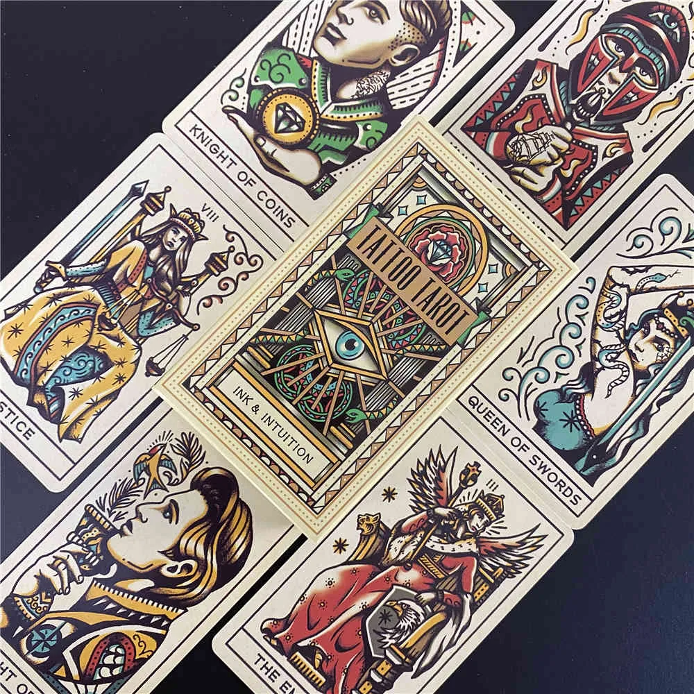 Tattoo Tarot Ink Intuition Cards Ensemble magnifiquement illustré de jeu de deck vintage love 9C0R