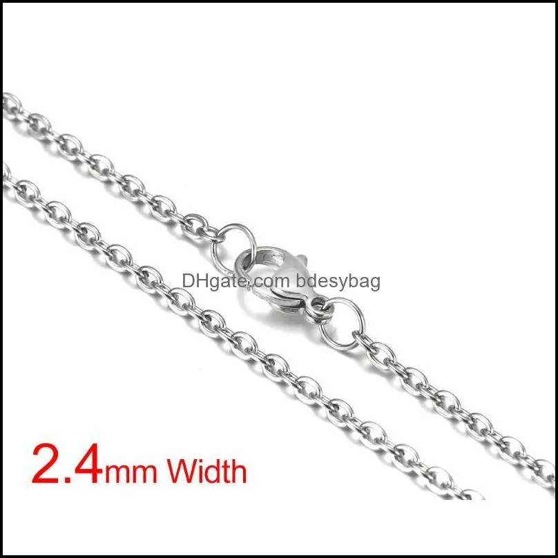 Chains Men`s Stainless Steel Finished Necklace Oval Link Chain With Lobster Clasp Jewelry Necklaces Man Accessories 2-3mm