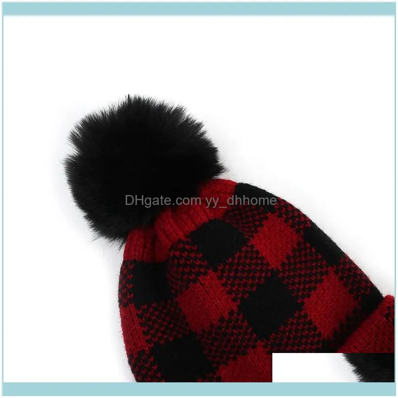 Winter Warm Knitted Hat Fashionable Csual Plaid Woolen Hat Christmas Knitted Cap for Adults1
