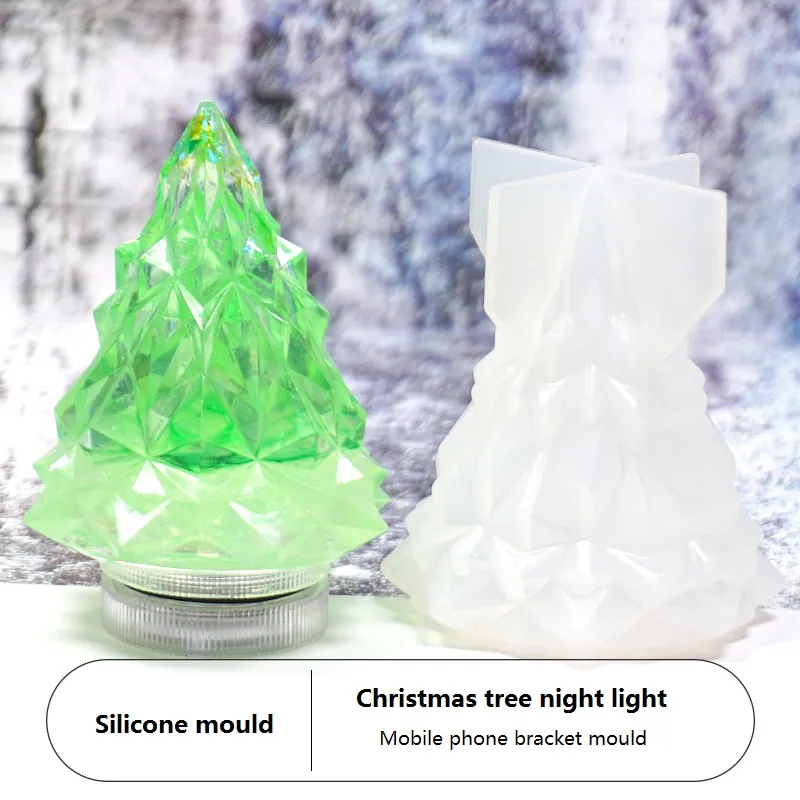 Comprar Moldes brillantes para manualidades, llavero de árbol de Navidad,  molde de silicona, colgante, joyería, moldes artesanales de resina epoxi