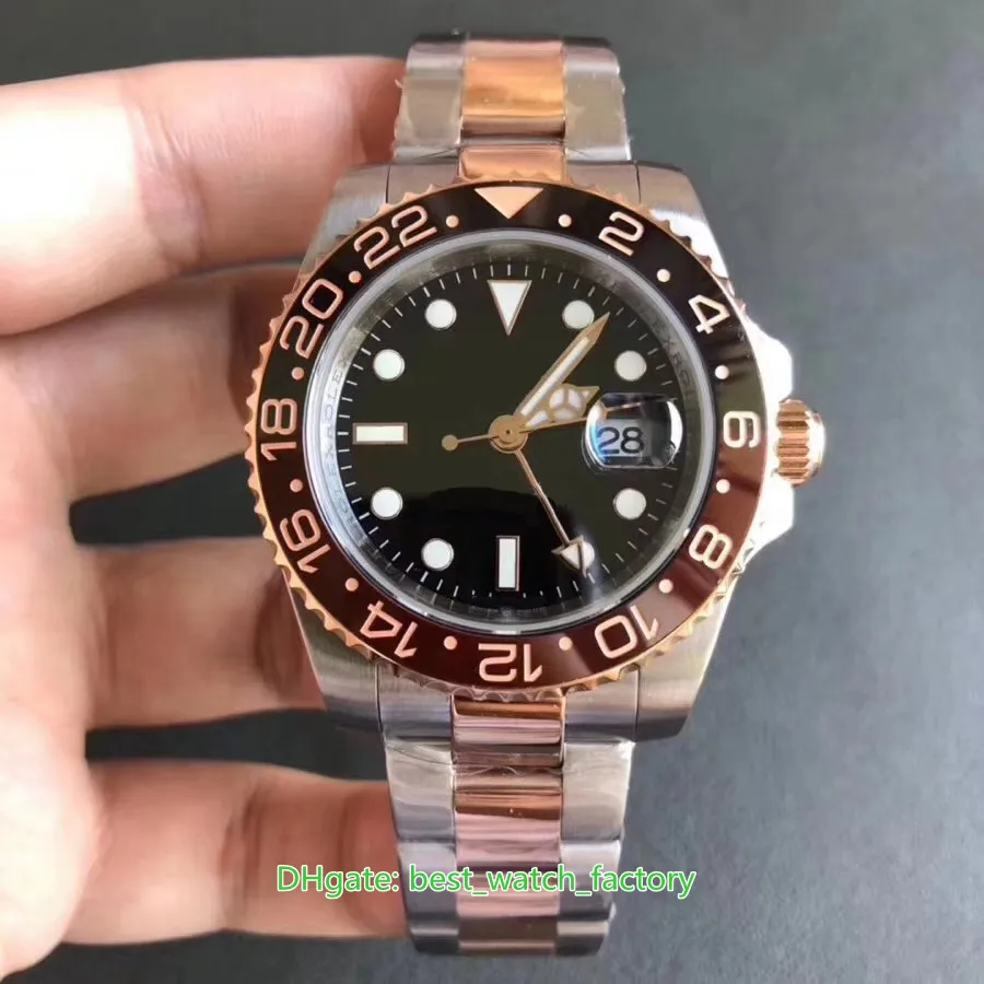 BP Factory Mens Watch Top Quality 40mm GMT Batman 126711 126715 Ceramic Bezel 18K Rose Gold Watches Asia ETA 2836 Rörelse Mekaniska automatiska armbandsur