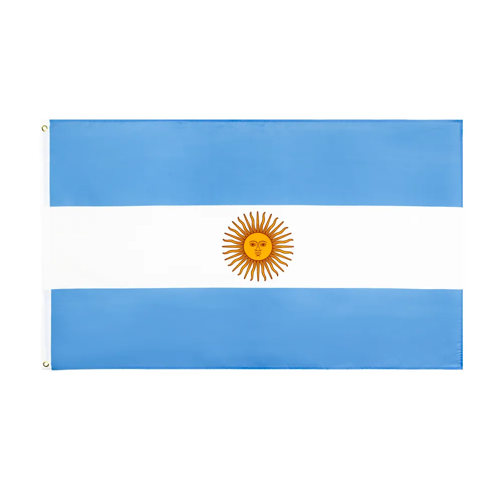 Bandera de argentina Factory Direct Wholesale 3x5fts 90x150cm Panner de poliéster para decoración exterior para exteriores