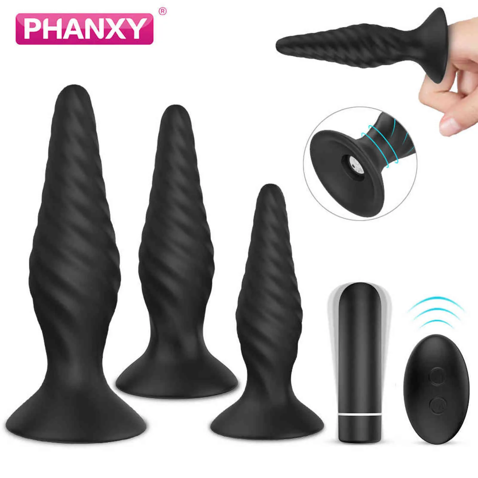 NXY Sex Anale Speelgoed Phanxy Butt Plug Set Dilator Buis Grote enorme Toy Vibrator Vibrating Ass Gay Cork Silicone voor Man Dames Producten 1201