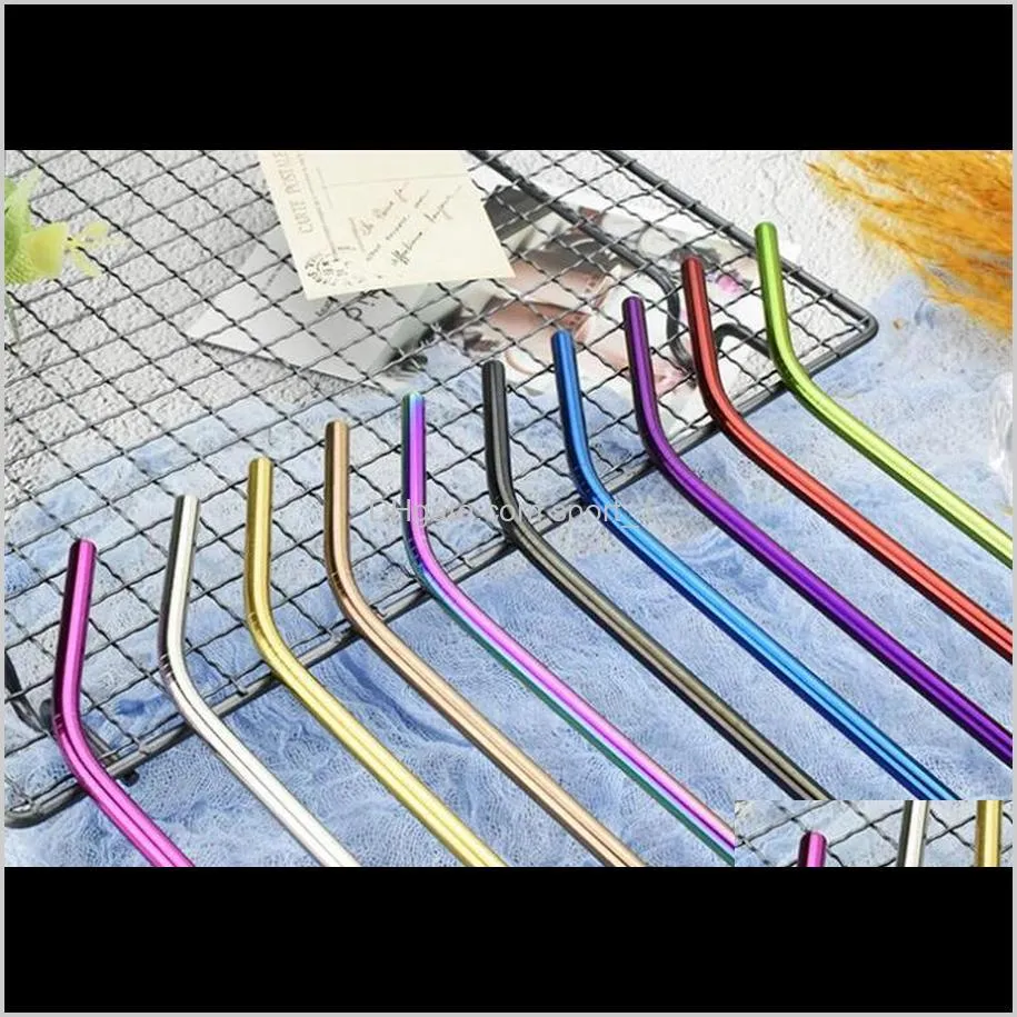 8.5``/9.5``/10.5`` stainless steel straw straight bent colorful straw reusable drinking straw metal straws for party wedding bar use