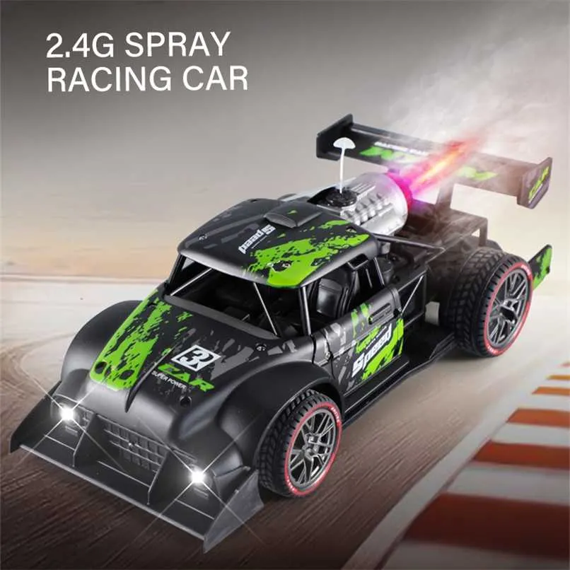 Spray RC Car Toy Racing Car High Speed ​​Drift Sportlegering Laddbar Cool Belysning Fjärrkontroll Barn Barn Boys Presenter 211029