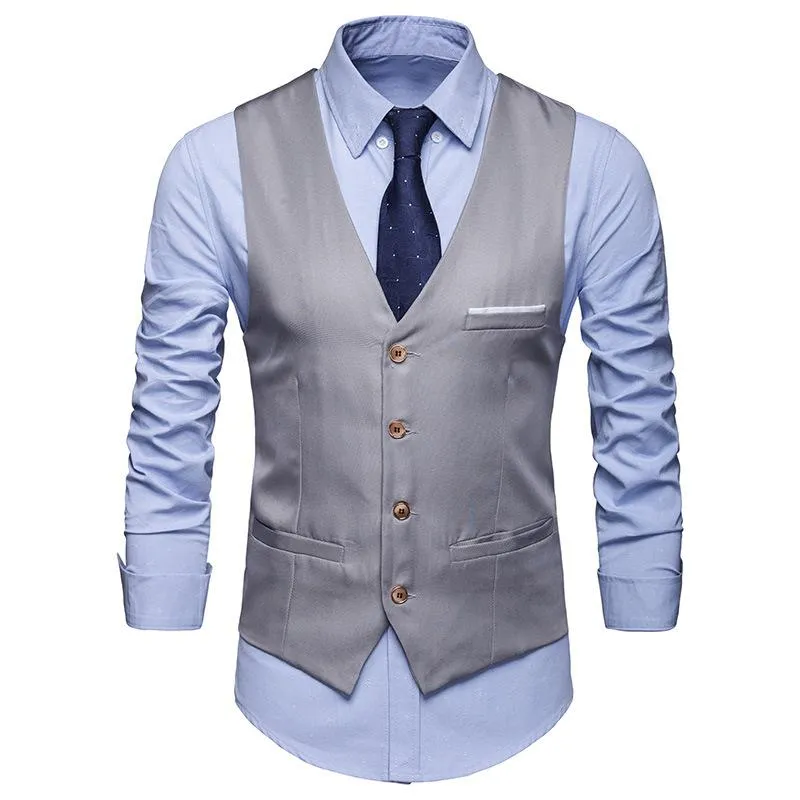 Herenvesten Smart Casual Tops Mannen Formele Pak Mouwloze Vest Slanke Bruiloft Business Wear 2021