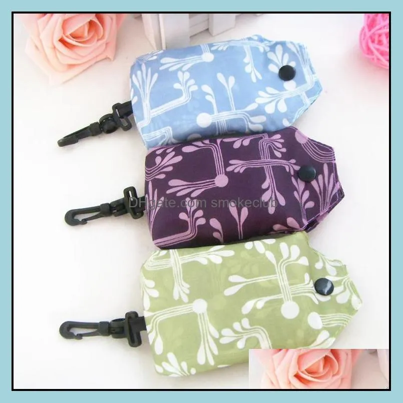 Folding shopping bag Creative flower gift green bag 190T polyester storage handbag