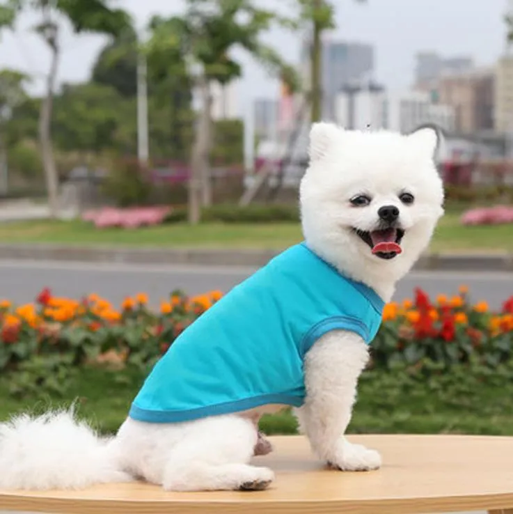 Dog Home & Garden dog Apparel Large Dogs Clothes White Blank Puppy Shirts Solid Color Small T Shirt Cotton Outwear Pet Supplies 9 Colors