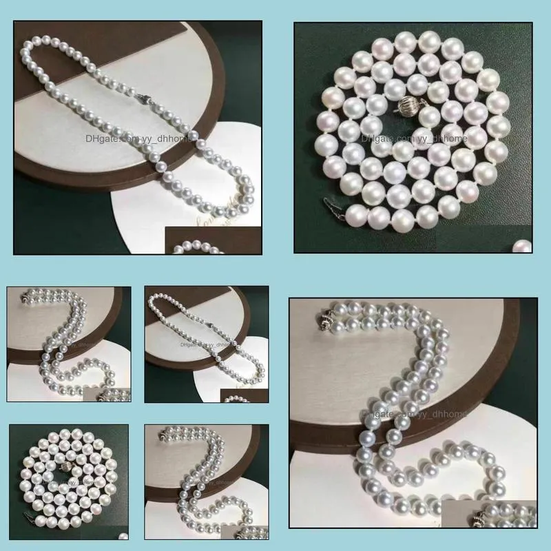 10-11mm White Natural Pearl Beaded Necklace 18inch Bridal Jewelry Choker