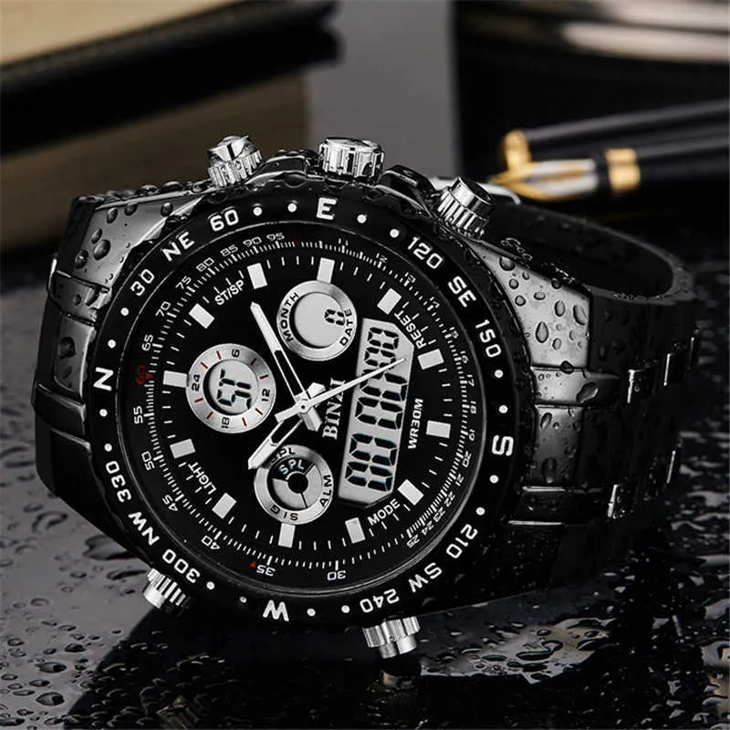 BINZI Sports Hommes Montre Numérique LED Montres Électroniques Top Marque De Luxe Militaire Quartz Montre-Bracelet Relogio Masculino Horloge 2020 G1022