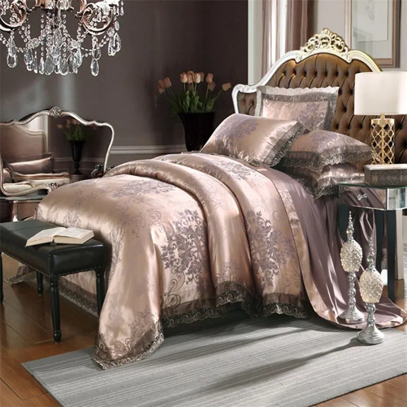 Vierteiliges Bettbezug-Set aus Jacquard im europäischen Stil, Spitzenbettwäsche, Bettwäsche-Sets im Großhandel