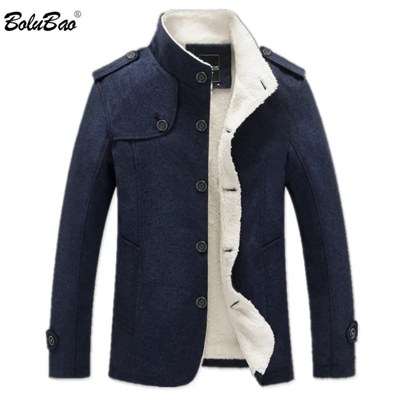 BOLUBAO Brand Men Casual Wool Blends Coats Winter Handsome Trendy Wild Woolen Coat Outdoor Warm Thick Fashion Wool Coats Male 211122