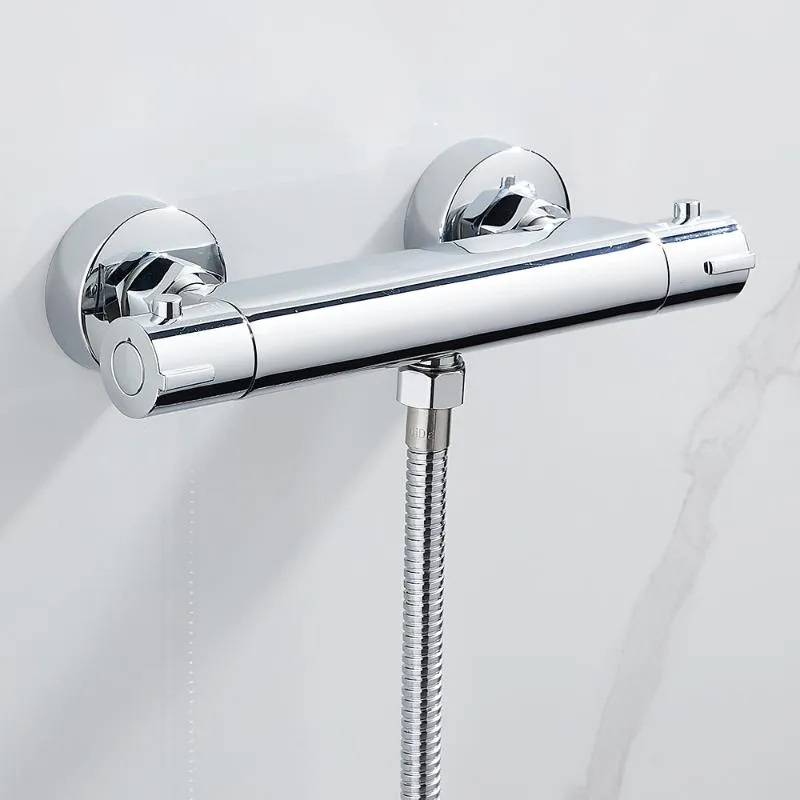 Duscharmatur Wall Mounted Shower Fitting For Bath Faucet With Thermostat  Control Valve, Twin Outlet Mixer Tap, And High Quality Bathroom Set From  Phonpa, $51.14