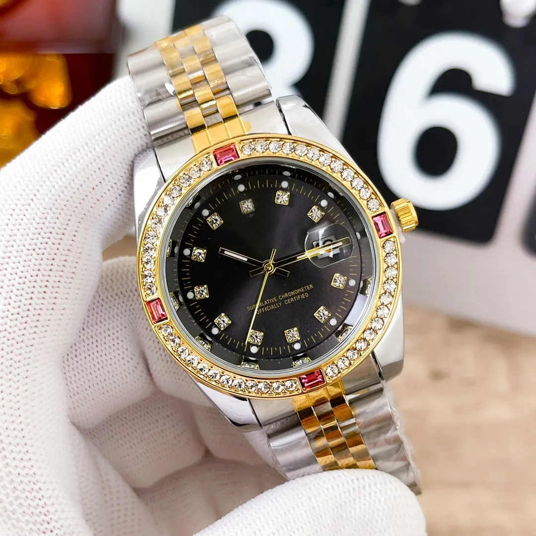 AAA Marca de lujo reloj casual 40mm hombres mujeres relojes moda dressDiamond datejust correa de acero inoxidable movimiento de cuarzo automático