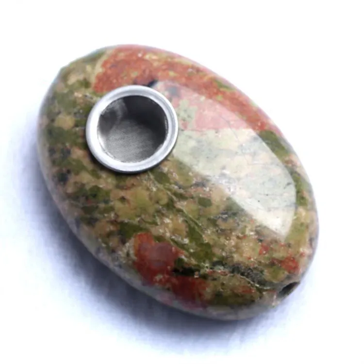 Natural Hualv Stone Oval Pipe Simple Fashion Cigarette Holder Play Manufacturers Direct Sales