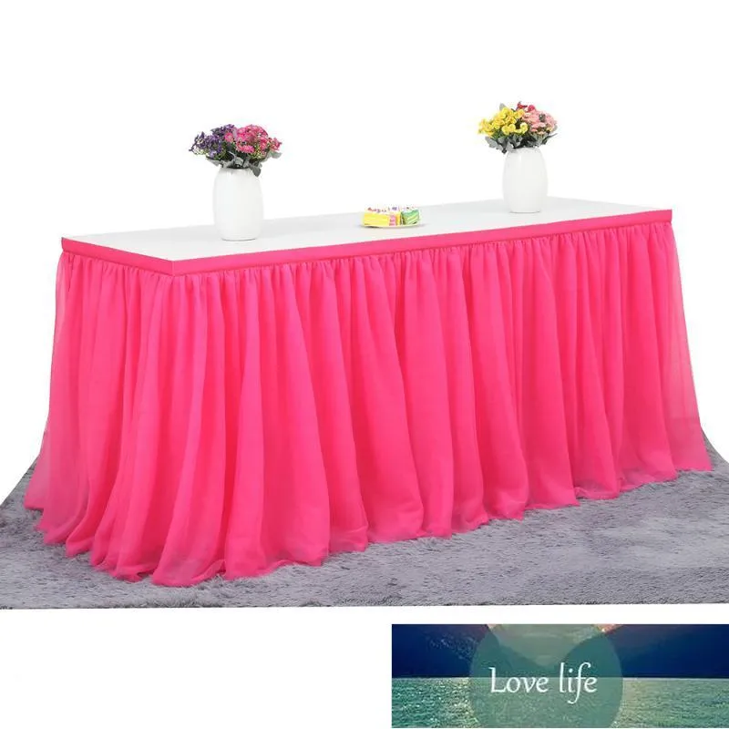 Pink Ruffle Table Skirt 183 X 77 Cm Tutu Tulle Tableware Cloth