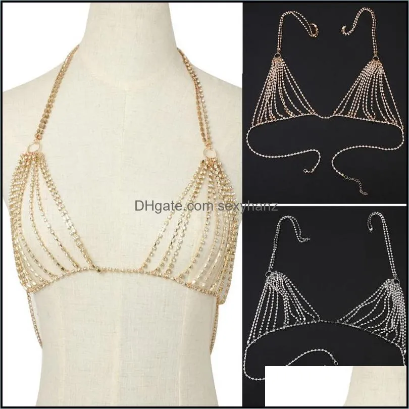 Other Women Body Chain Sexy Rhinestones Bra Chest Harness Belly Waist Bikini Beach Jewelry