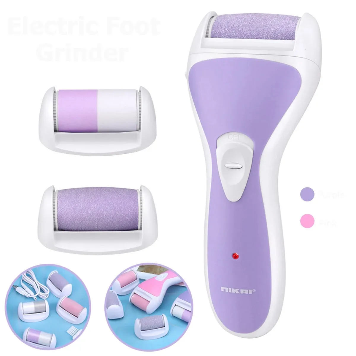 Cuticle Pushers Electric Waterproof Foot Grimer Ta bort Calluses Massage Pedicure Död Dry Hud Slipning Peeling Rechargeable Care Device