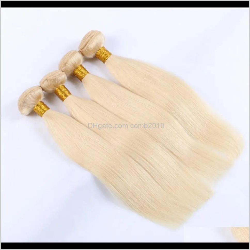 brazilian straight hair weaves double wefts 100g/pc 613 russian blonde color 100% human remy hair extensions