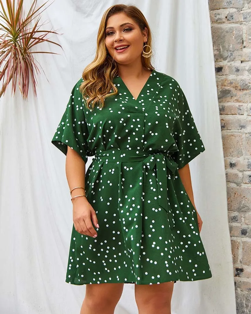 2021 Zomer Oversized Vrouwen Feestjurk Vrouwen Kleding Plus Maat V Nek Elegant Losse Grote Maat Jurk Polka Dot Vestidos Xxl Xxxl 210319 Van 15 28 DHgate