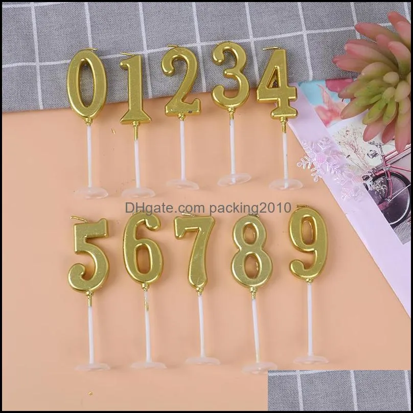 Gold Number Candles 0-8 For A Cake Party Topper Candle Kids Baby Birthday Decoration