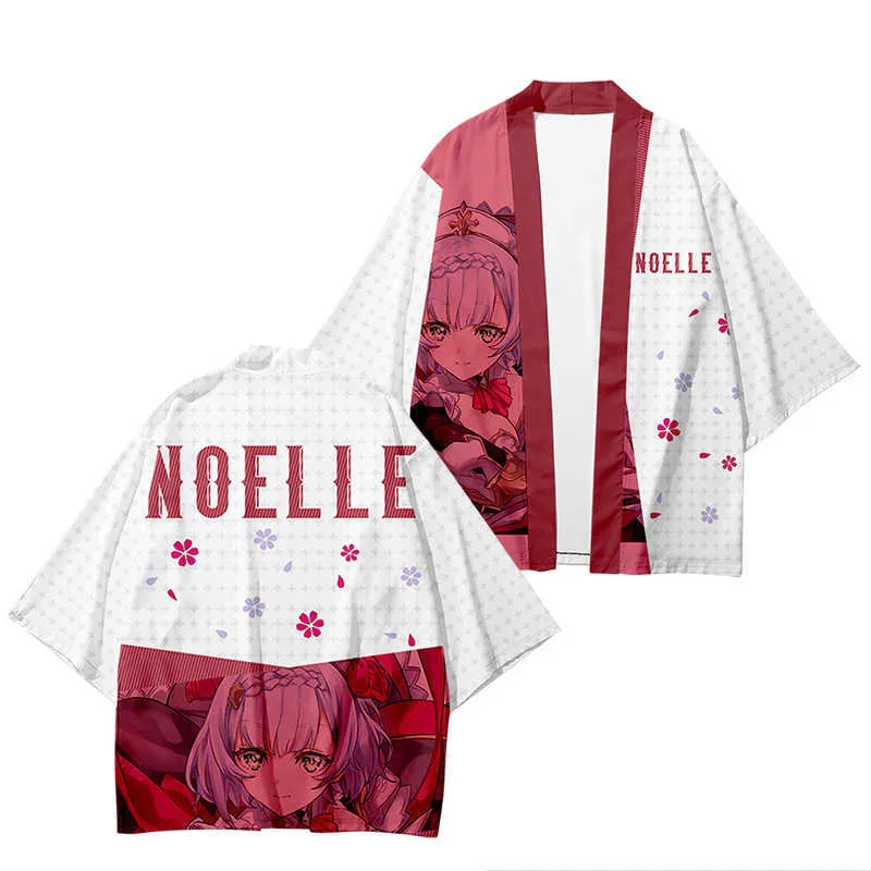 Genshin Impact Cosplay Costume Tops Coat Sexy Noelle Short women Men Haori yimono Cloak Fashion Tasal T Shirt Parts Y0901