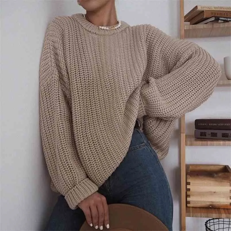 Maglione Oversize Femme Donna Maglione Casual Lavorato A Maglia Pullover Bianchi Basic 210514 Da 42 69 DHgate
