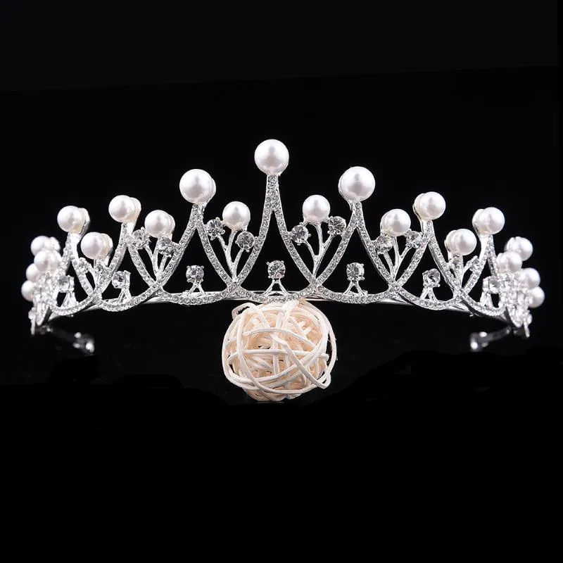 Korean Wedding Bridal Jewelry Exquisite Alloy Inlaid With Rhinestones Sweet Princess Crown Headband Hair Clips Barrettes