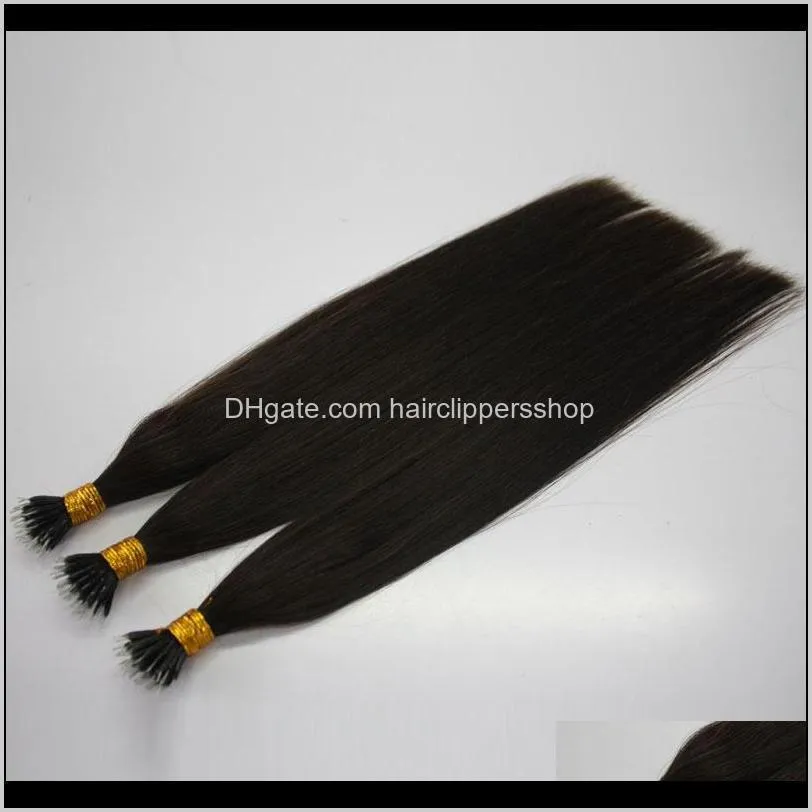 double drawn silk straight brazilian nano ring hair extensions 1g strand 100g lot 20