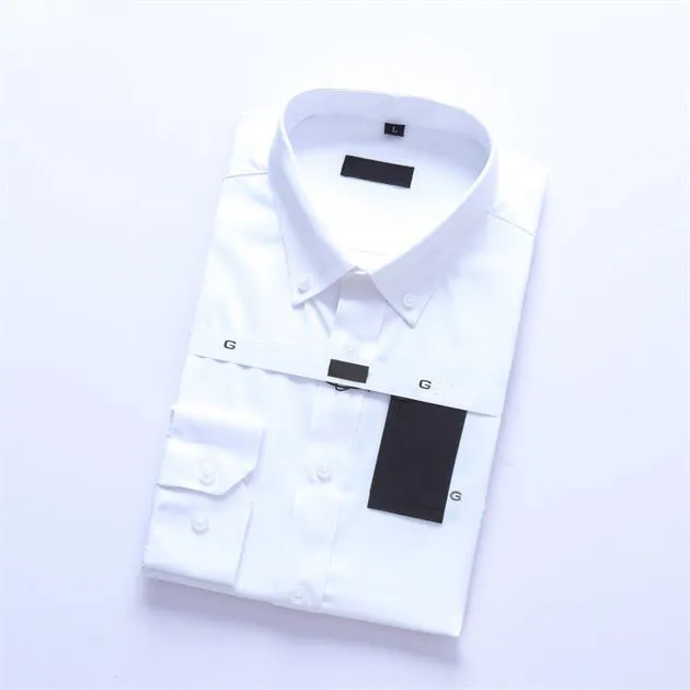 2022 Luxurys Designers Dress Shirt Menswear Fashion Society Black Men Solid Färg Business Casual Mens Långärmad M-4XL # 31