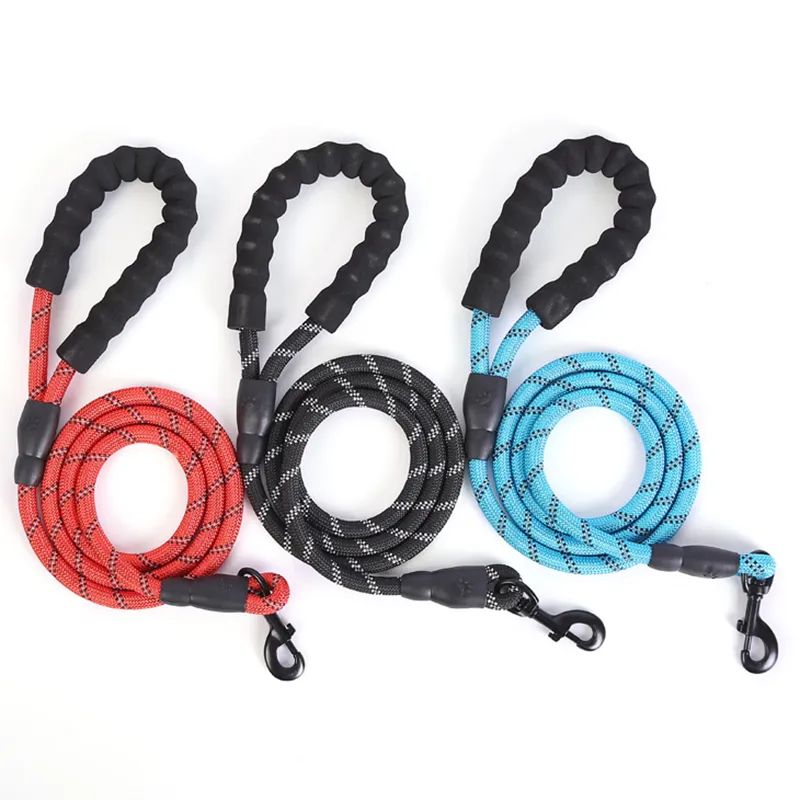 Reflective Durable Dog Leashes Terylene Training Running Medium large Dogs Collar Leash Labrador Rottweiler Lead Rope Multicolor Soft Padded Handle JY0511