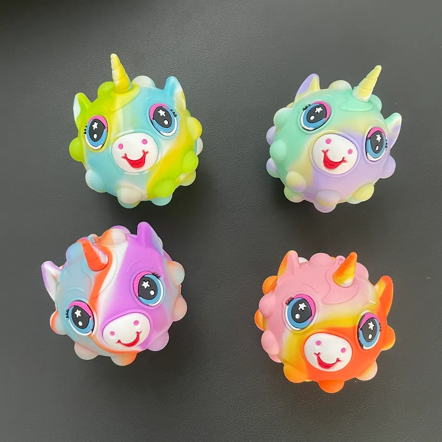 Fidget Toys Sensory Decompression Unicorn Silicone Anxiety Relief Stress Ball Elasticity Push Bubble Anti Educational Surprise Wholesale In Stock