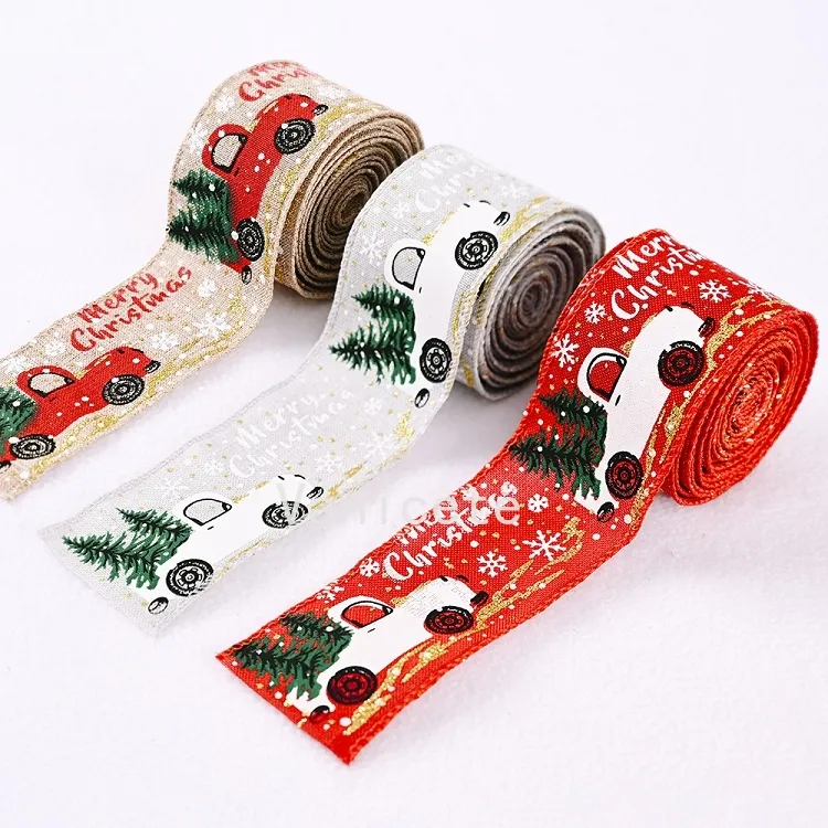 Christmas Ribbon 5m Colorful Cartoon Pattern Blended Fabric Ribbon for ...