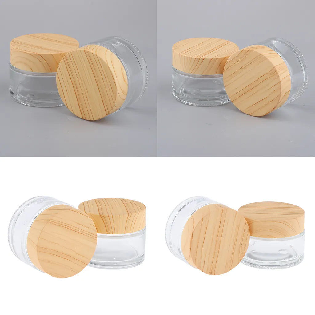 4pcs Round Glass Empty Jars Pot with White Inner Liners & Lids, Prefect for Cosmetics Face Cream Lotion Container, 30g and 50g